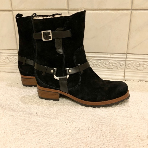 ugg australia shearling lined suede moto boots